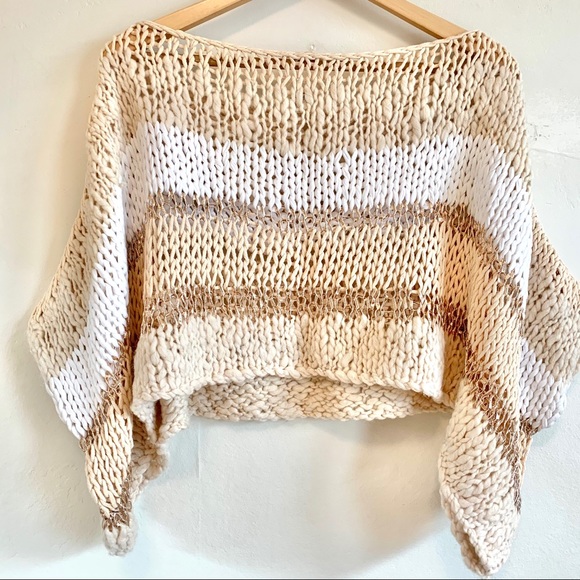 Free People Cropped Knit Sparkle Oversized Sweater - Picture 13 of 14